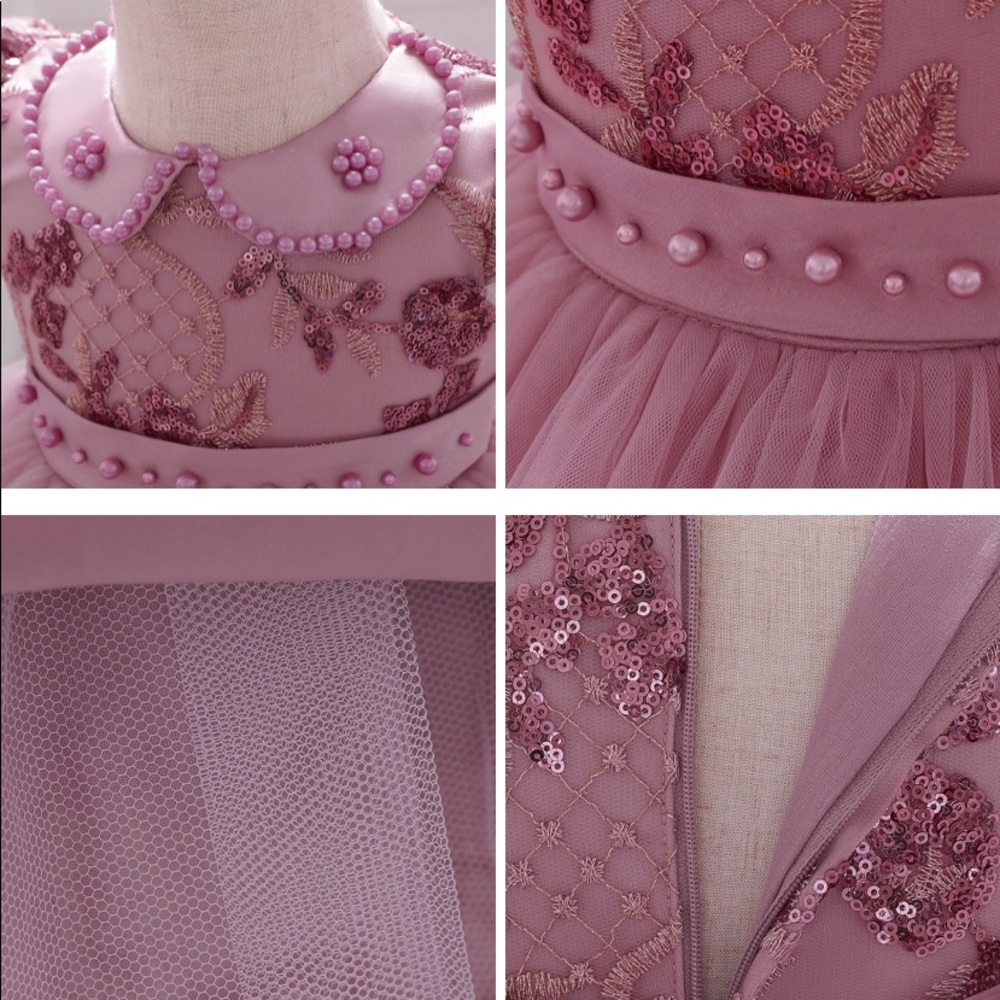 Luxury dress first birthday wedding pearl bow - Picture 4 of 7